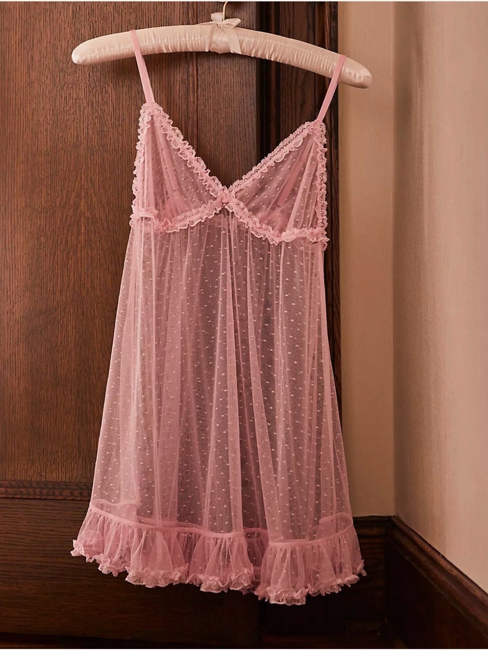 Free People Delicate Pink Sheer Babydoll Nightgown - Women Intimates
